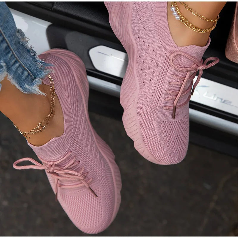 Women Sneakers Breathable Casual Women Sports Shoes Lace Up Ladies Flats Female Summer Vulcanized Running Zapatillas De Mujer.