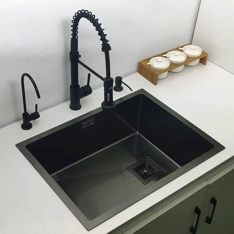 Nano mattschwarzes Küchenspülbecken über der Theke oder Udermount-Spülbecken, Gemüsewaschbecken, Einzelwaschbecken aus Edelstahl für die Küche