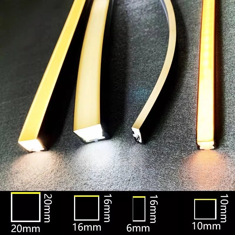 1-5m Black Silicone Tube LED Neon Light DC12V Flexible Recessed Diffuser Channel Waterproof Wall Ceiling Ribbon Rope Strip Light.