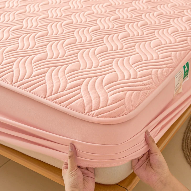 Dreamreal Cotton Thick Quilted Mattress Cover Anti-bacterial Anti-mite Mattress Protector Topper Pad Soft Fitted Sheet 6 Colors.