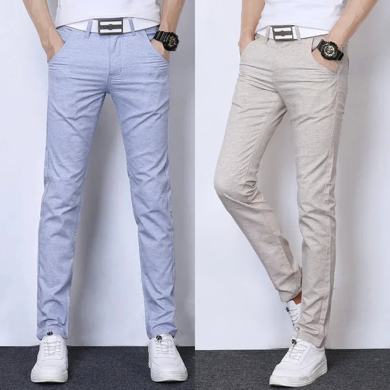 Summer Thin Men's Casual Pants Straight-Leg Loose-Fit Linen Trousers Youth Men's Pants Direct From Manufacturer Wholesale.