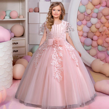 Prinzessin Mädchen Kommunion Geburtstags feier Tanz Leistung Pailletten schwarz Kleid Mädchen Hochzeit Brautjungfer Party Langarm Kleid