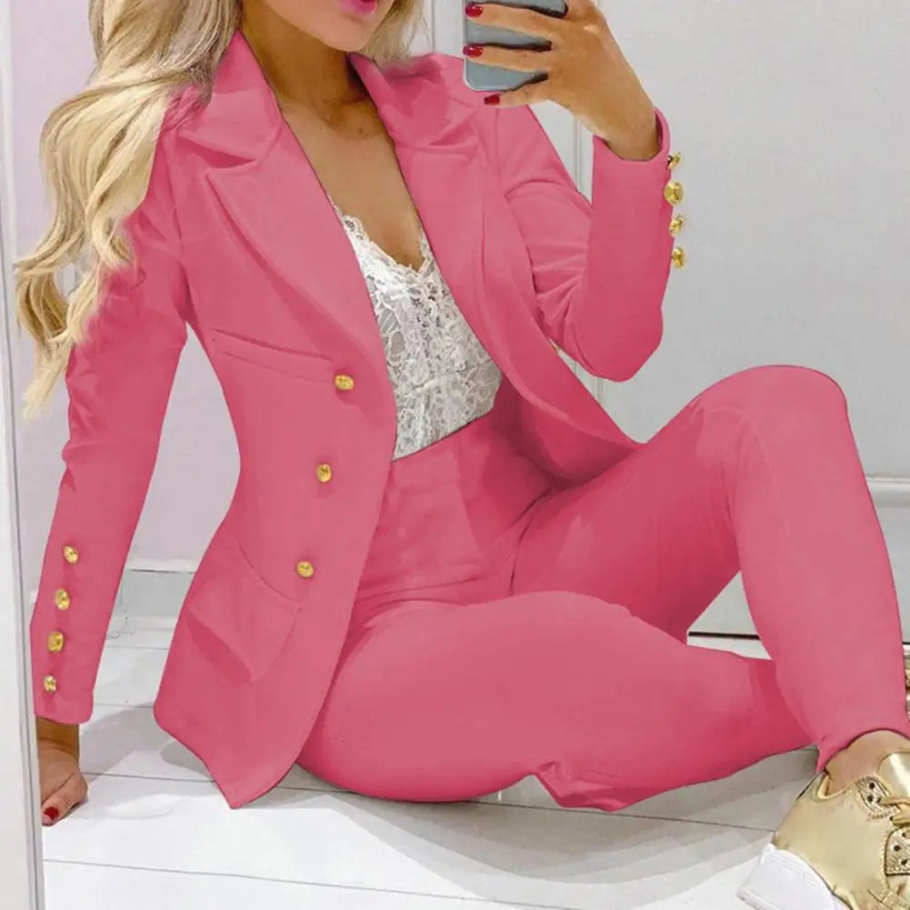 High Waist 2 Pcs/Set Stylish Slim Cardigan Lady Business Two-Piece Set Office Lady Business Suit Cardigan   for Work.