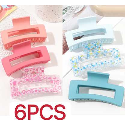 1/3/4/6 Pcs Medium Hair Claw Clips for Women Girls, Pink Strong Hold Matte Square Hair Clips for Thick Thin Hair