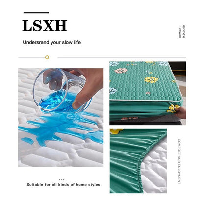 Waterproof Thicken Mattress Cover Quilted Latex Mat Bed Covers Pad Skin-Friendly Fitted Sheet Protector Bedspread150/160/180x200