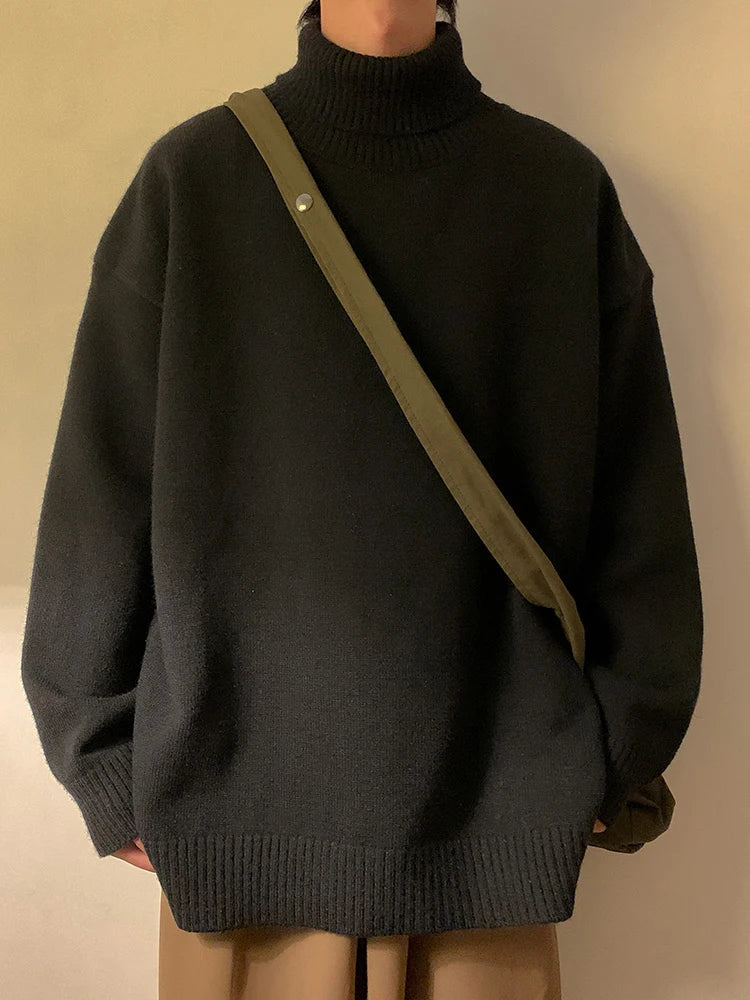 Turtleneck Men's Sweater Autumn 2025 New Knitted High Neck Pullover Streetwear Comfortable Fitness Tops Clothing Knitwear.