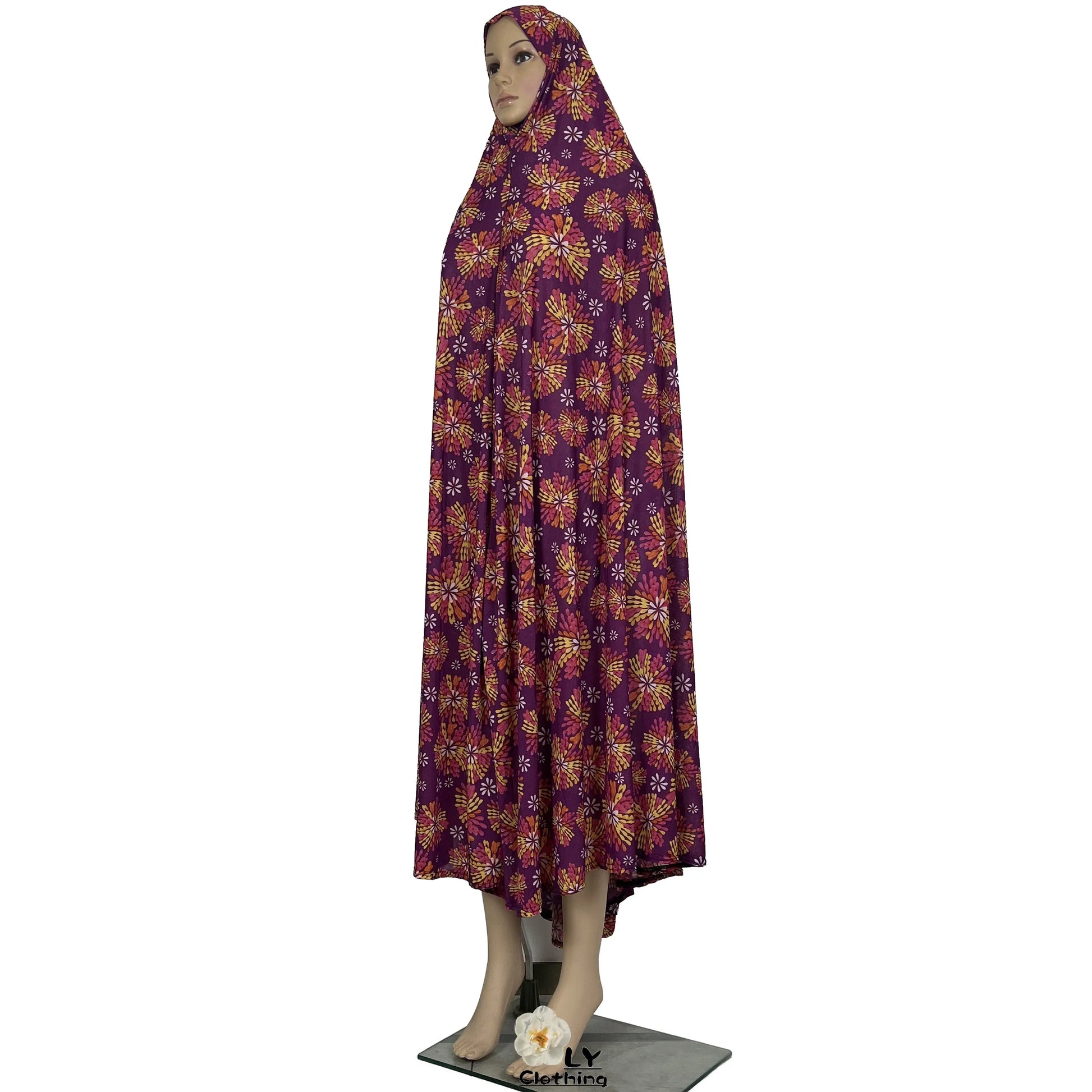 New Dubai Islamic Robe Ramadan Womens Hooded Abaya African Sleeveless Loose Soft Prayer Garment Muslim Floral Dress With Hijab.