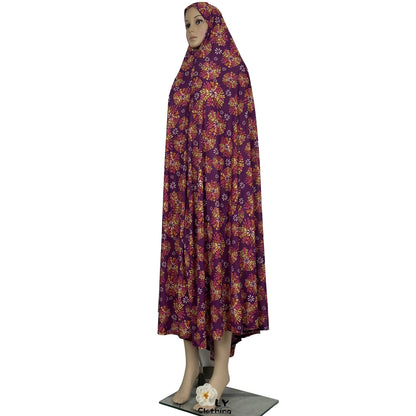 New Dubai Islamic Robe Ramadan Womens Hooded Abaya African Sleeveless Loose Soft Prayer Garment Muslim Floral Dress With Hijab.