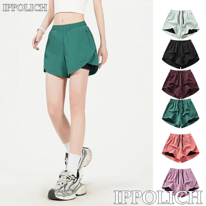 Yoga Short Pants Women Double Design Short Lightweight Comfortable Quick Dry Breathable Fitness Sport Anti-exposure Shorts Pants.