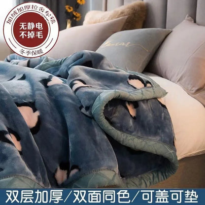 Thiened Double-layer Raschel Blanket Warm Coral Fce Wedding Blanket Single Double Bed Autumn Winter Warmth Cover Blanket