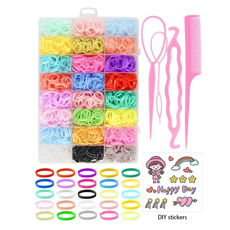 780-1800Pcs Colorful Hair Bands Set Nylon Ealstic Hair Ties Ponytail Hold Scrunchie Rubber Band Kid Baby Girls Hair Accessories.
