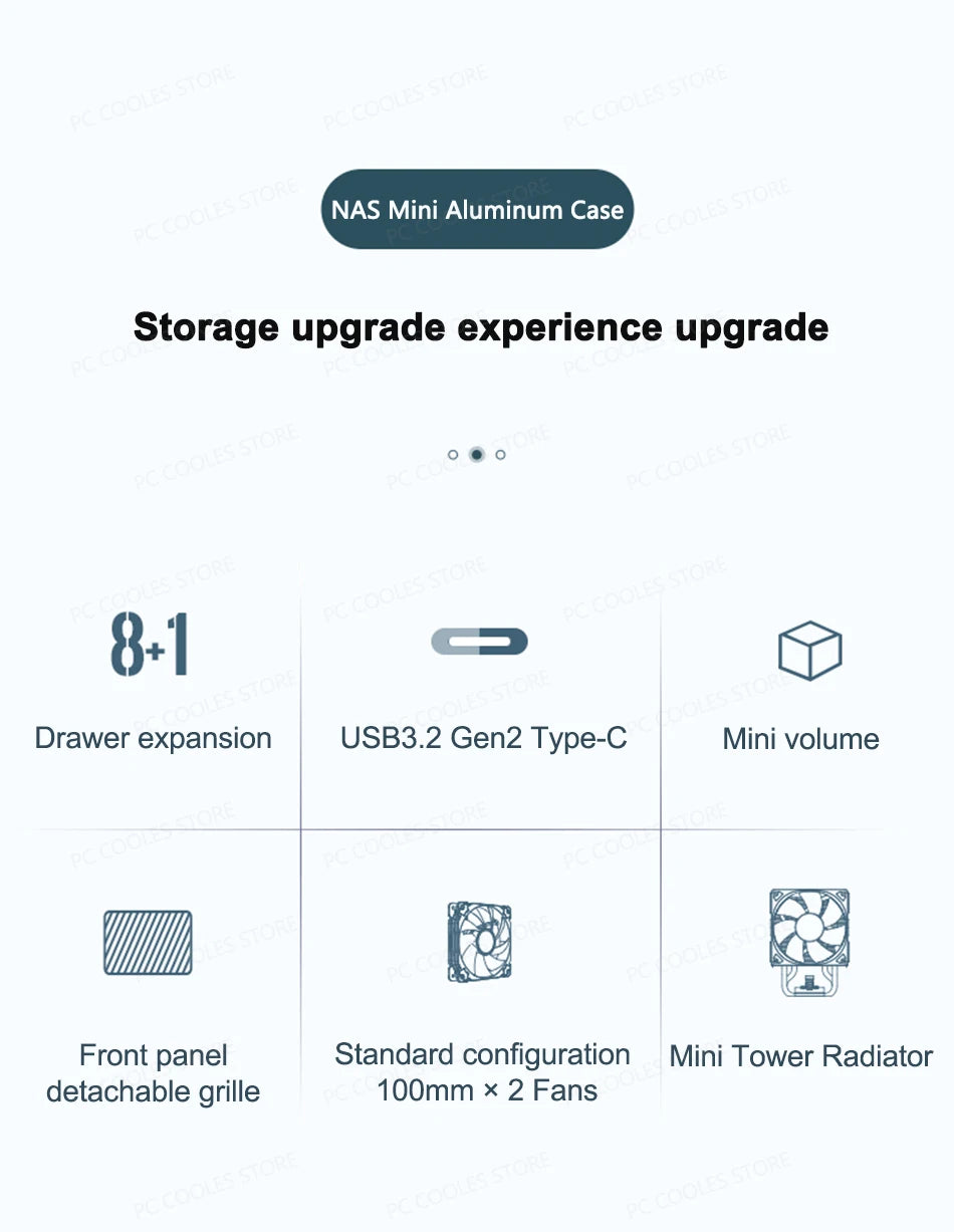JONSBO N3 NAS Mini Case All-In-One Aluminum ITX Chassis 8 Hard Disk Location Support 130mm CPU Cooler 250mm Graphics Card.