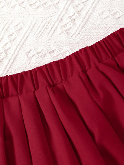 Spring 3-10y Kids Girls Clothes Heart Printing Tops Pleated Skirt 2pcs Sets Children's Outdoor Daily Wear Valentine's Day Gift.