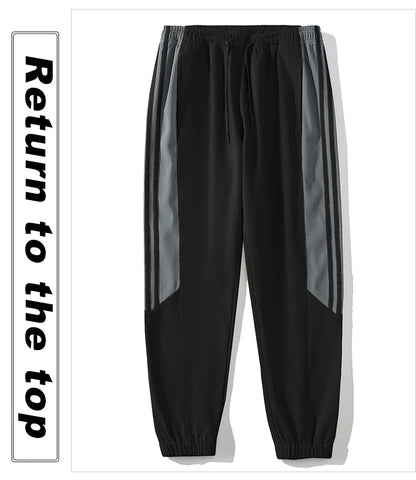 Sports suit men's  spring and autumn striped stand up collar jacket and pants paired with running and fitness two-piece set