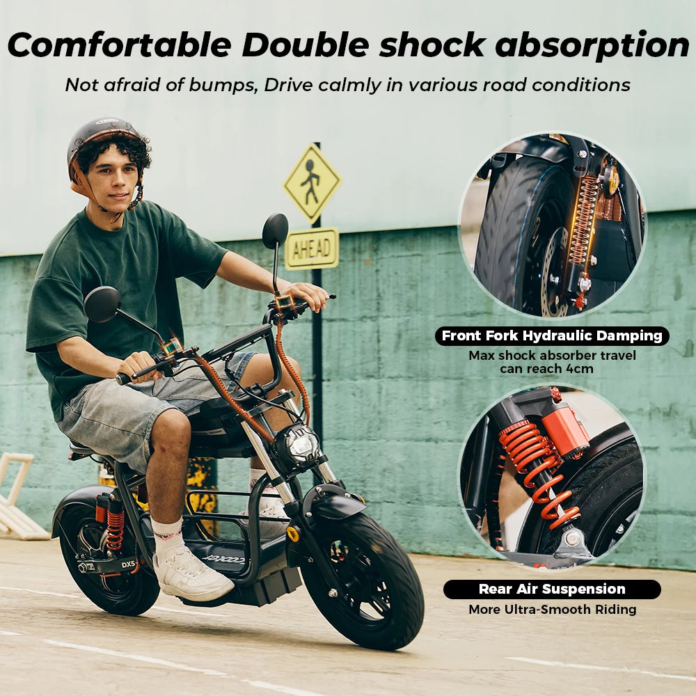 iScooter DX5 Electric Scooter With Seat and Basket 1500W 15.6Ah Scooter for Adults 72KM Range 15''Scooter with NFCs 55KM/h Speed.