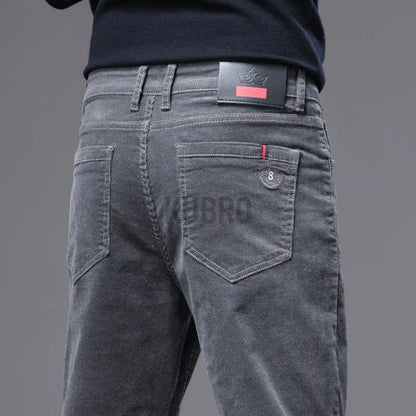 KUBRO High Quality Corduroy Fabric Men's Business Casual Trousers Autumn Korean Style Small Straight Slim Versatile Cargo Pants.