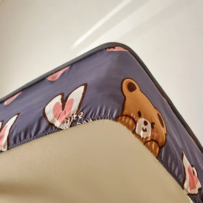 3pcs set Bed Cover Cute Quilted Mattress Cover Soft Skin-friendly Printed Bed Fitted Sheet 1pc mattress cover+2pcs pillowcase.