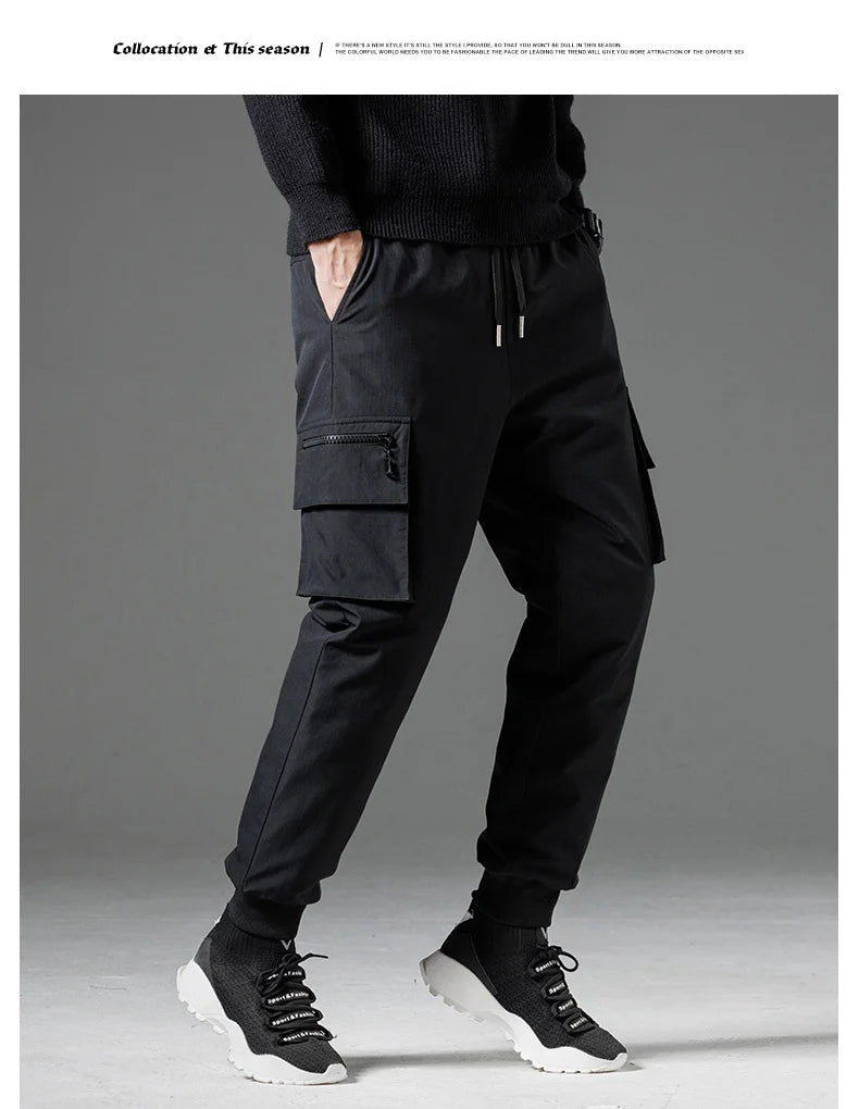 Winter Down Pants Men's Casual Waterproof Zipper Pocket Thick 90% Duck Down Cargo Pants Male Jogger Outdoor Warm Sports Pants.