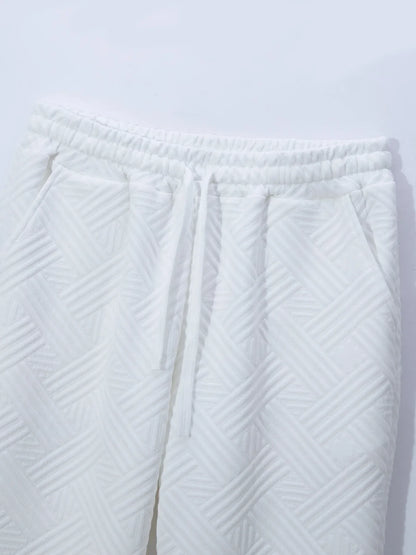 Men's Summer New Style Solid Color Knitted Short Sleeve Cardigan with Long Pants Casual Set Sporty Look from Mainland China