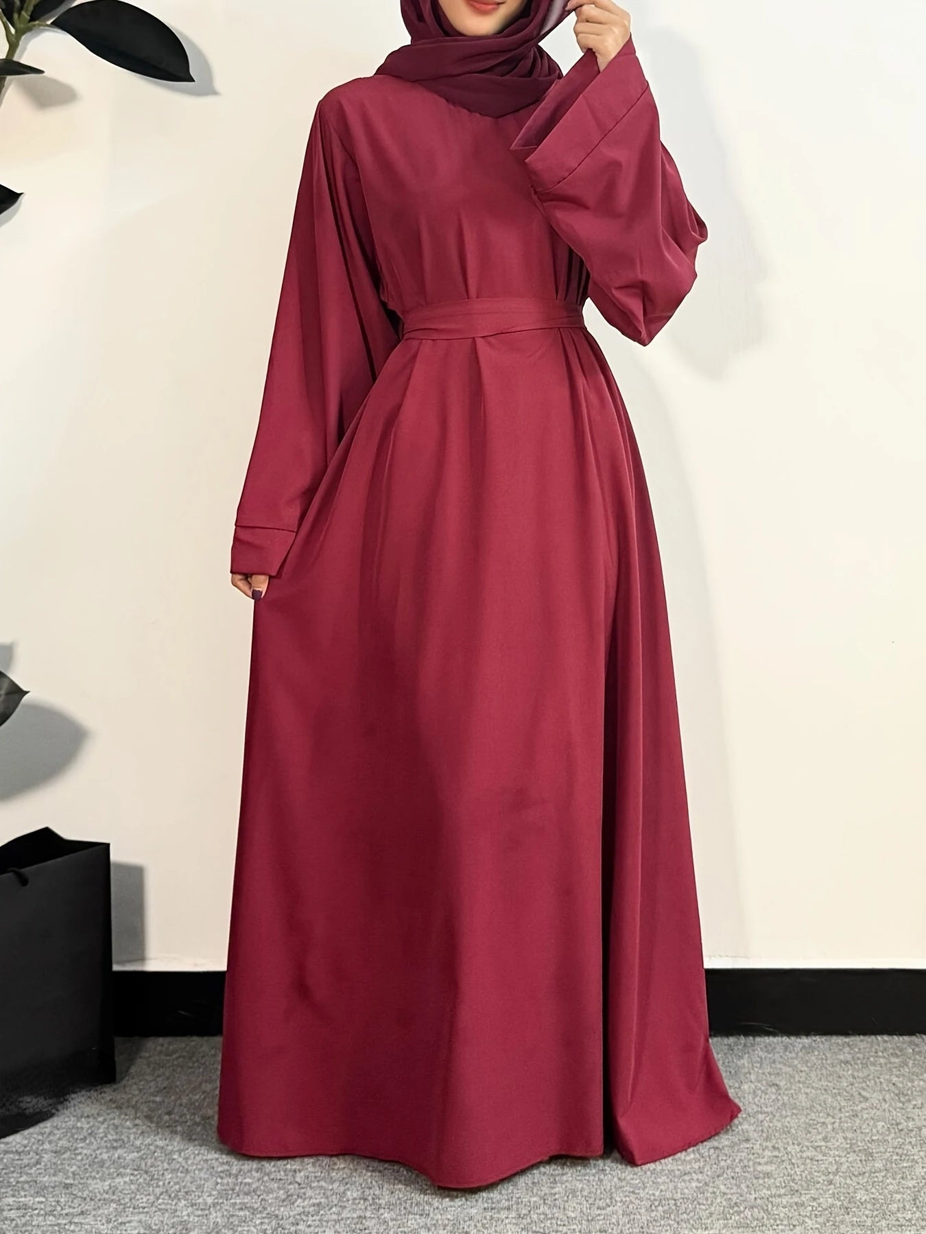 Muslim Abayas Women Kaftans Prayer Dress With Belt Full Sleeve Islamic Clothing Women Jilbabs Dubai Robe Ramadan Dresses.