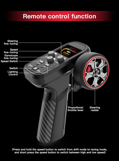 KF30 1:43 4WD Drift Racing Car With Gyroscope Speed Adjustment Real Lighting Control and Damping High Speed RC Cars For Kids Toy