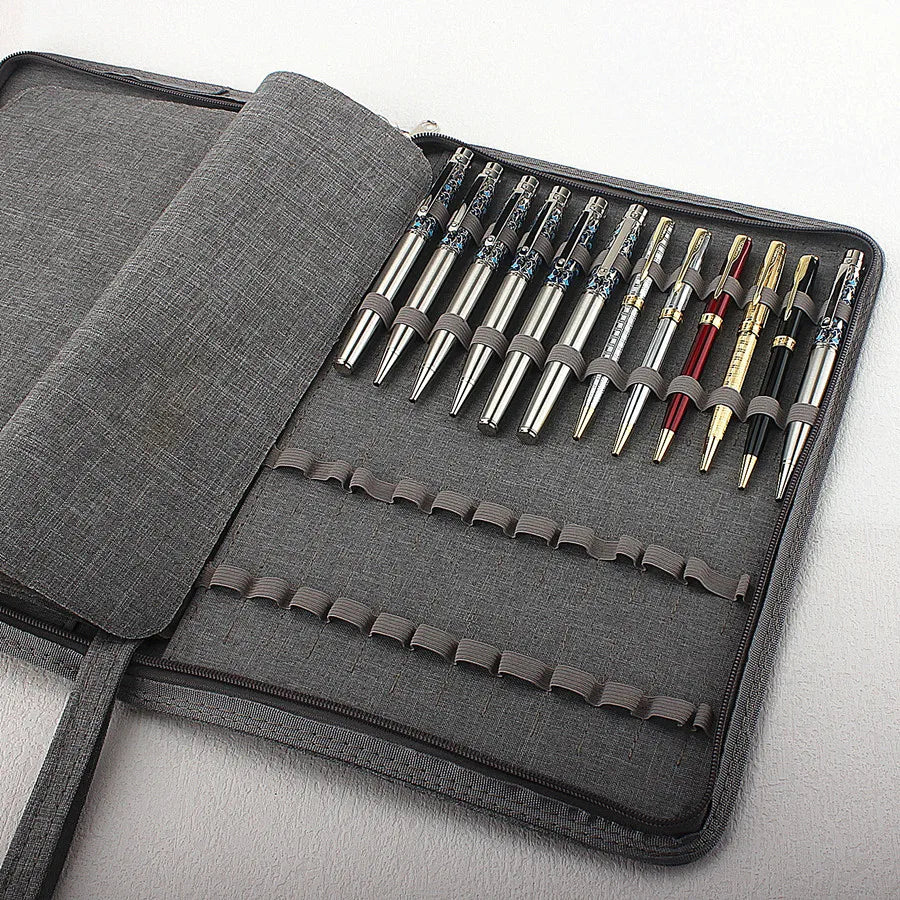 10/24/48 Slots Fountain Pen Case Pencil Case Pouch Bag Canvas Case Black, Gray.