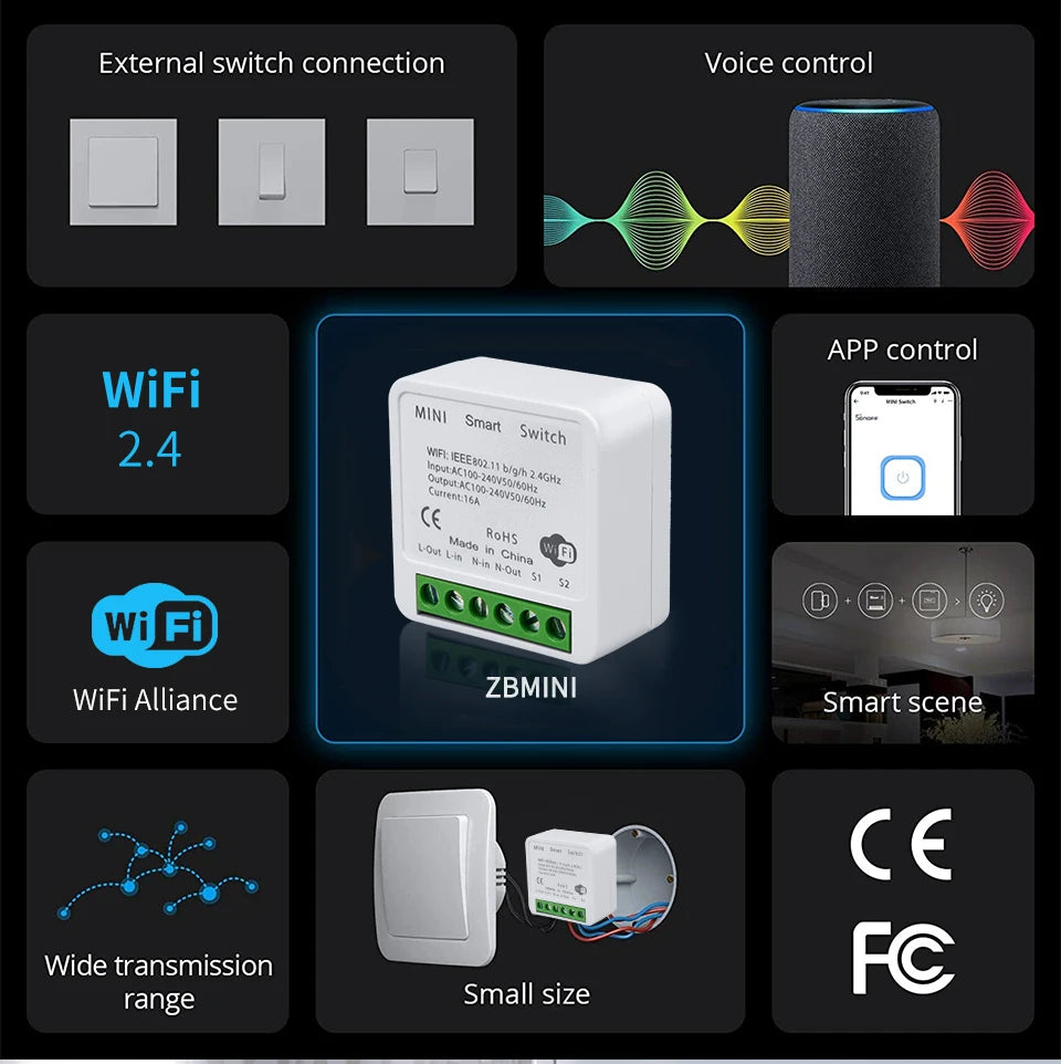 16A 20A Tuya WiFi Smart Switch 2-Wege-Steuerung Mini Smart Breaker Arbeit mit Smart Life Alexa Google Home Alice.