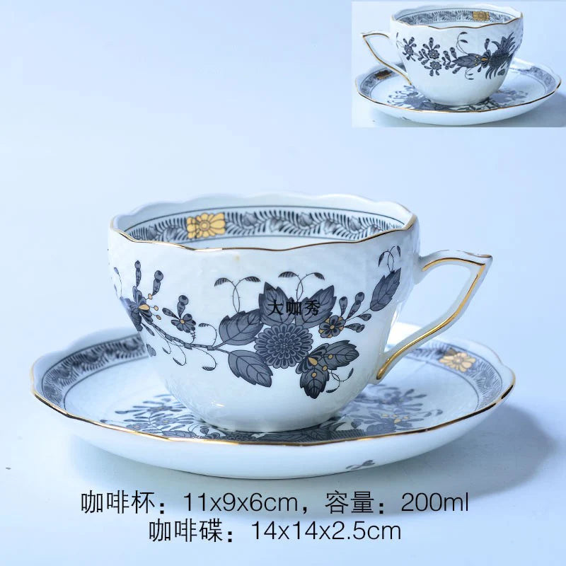 Classical Cup and Saucer Flower Basket Coffee Mug Afternoon Tea Cup Dessert Saucer Home Drinking Cup Saucer Valentine's Day Gift.