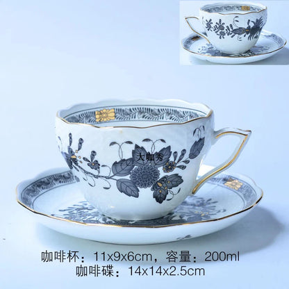 Classical Cup and Saucer Flower Basket Coffee Mug Afternoon Tea Cup Dessert Saucer Home Drinking Cup Saucer Valentine's Day Gift.