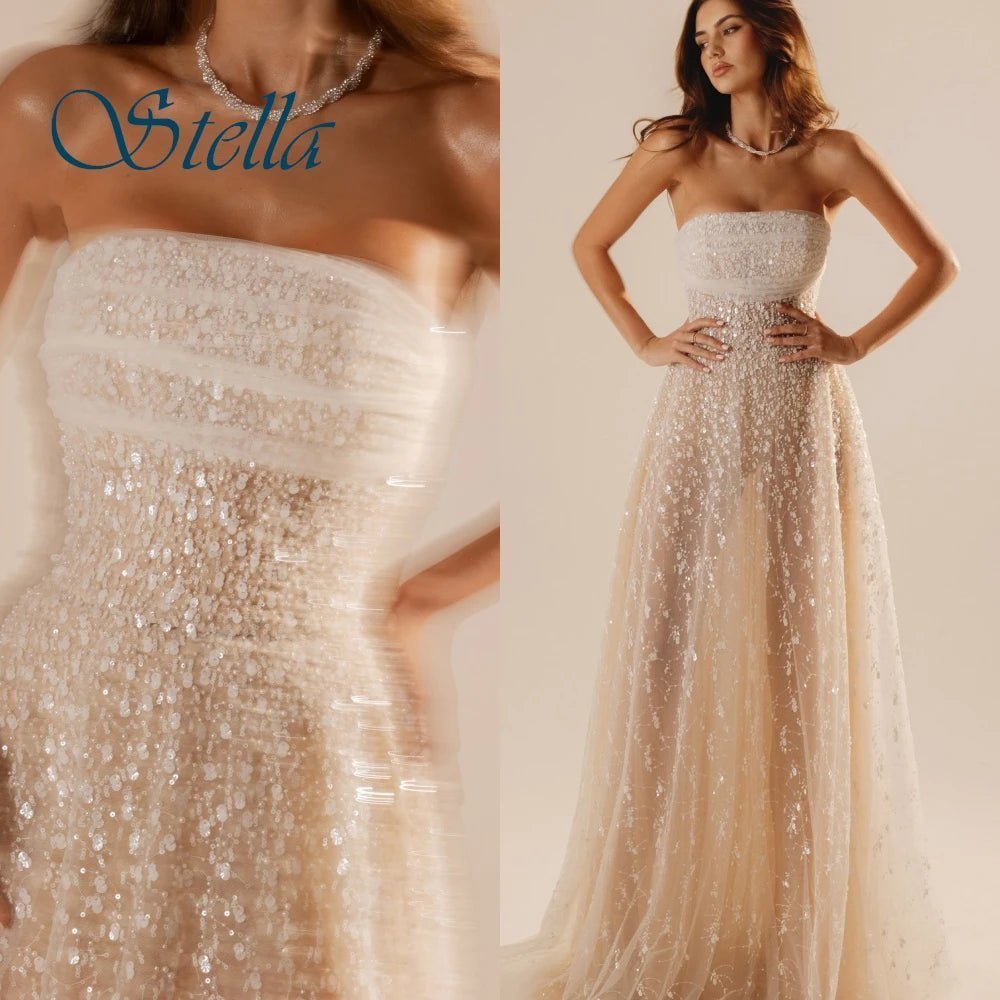 Maßgeschneidertes Temperament, trägerloses, ärmelloses Abendkleid, hochwertige Tüll-Abschlussballkleider, zarte Blumen, Brautparty-Kleider.