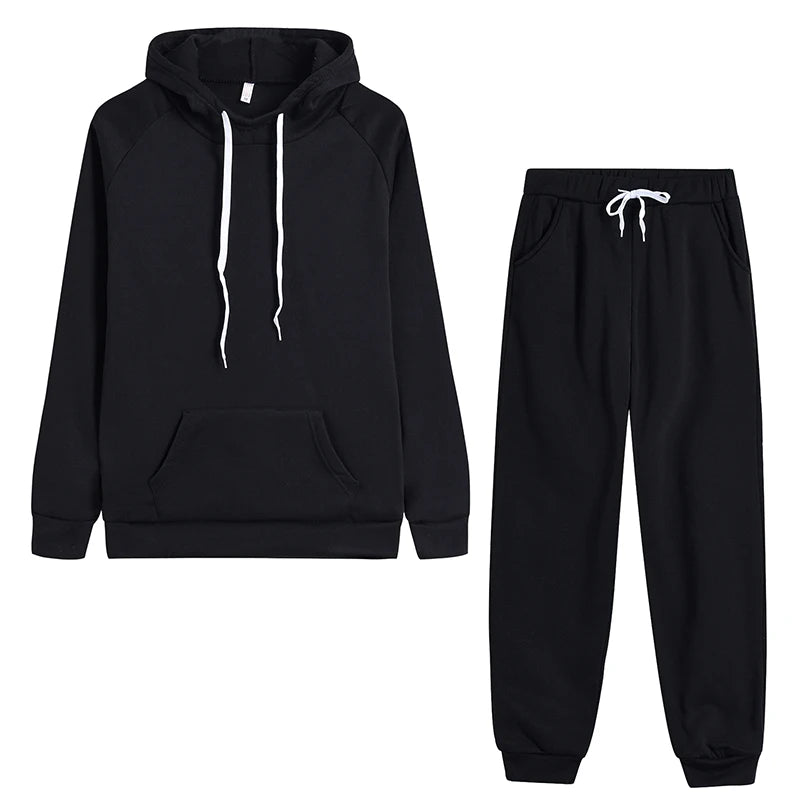Autumn Women's Fleece Tracksuit 2 Pieces Set Pullover Hoodies+Pants Sport Suit Female Winter Warm Sweatshirt Suit for Woman.