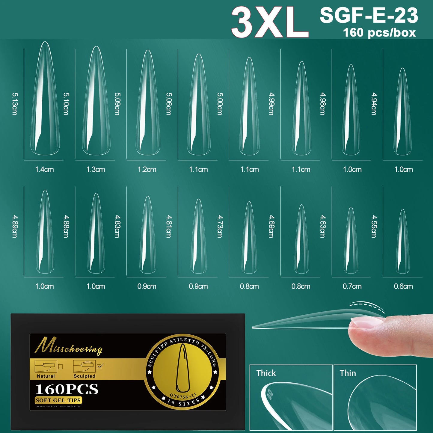 16 Sizes Curved Arch Soft Gel False Nail Tips Full Cover Press on Almond Capsules French Coffin Artificial Fake Nails Extension