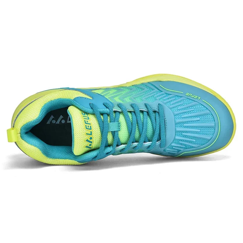 High-quality Badminton Trainers for Men and Women Blue Athletic Shoes with Anti-Slip Sole for Indoor and Outdoor Sports.