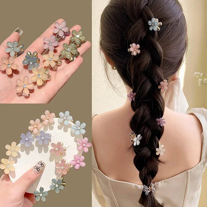 1/10pcs Cute Mini Flower Hairclip Claws Women Girls Colorful Opal Hairpins Sweet Small Headdress Barrettes Accessories.