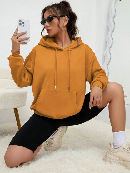 Einfarbiger Hoody für weibliche Herbst modische Kleidung lässige Fleece Tasche Hoodies mehrfarbige Unisex Frauen Streetwear