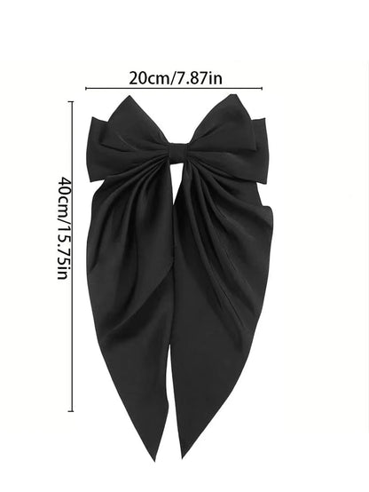 1pcs Wome Solid Color Satin Ribbon long Big Bows Hairpin  Internet red Spring Clips Hair Accessories for Girls Trendy  Summer He.