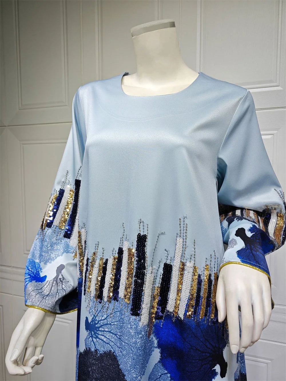 Siskakia Arab Saudi Printing Sequins Long Dresses Galabia Muslim Eid Women Abayas Islam Clothing Turkish African Kebaya 2024 New