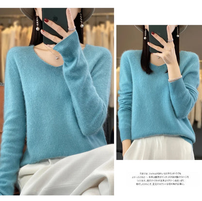 2024 100% Merino Reine Wolle V-ausschnitt Herbst Und Winter Pullover Pullover Neue Kaschmir Pullover frauen Beiläufige Gestrickte Top DMR201