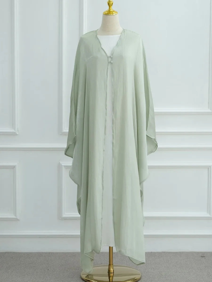 Women Eid Türkiye Dubai Solid Pleated Luxury Muslim Fashion Kimono Cardigan Long Dress Kaftan Robe Femme Islam Clothing Kebaya.