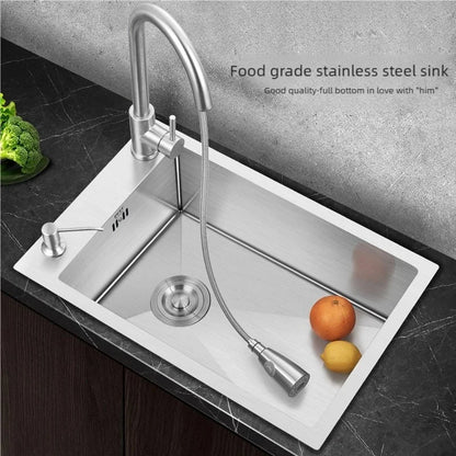 Kitchen Sink Stainless Steel Transversal Side Loading Side Holes Cafeteria Dish and Wash Vegetable Basin Large Size Single Slot