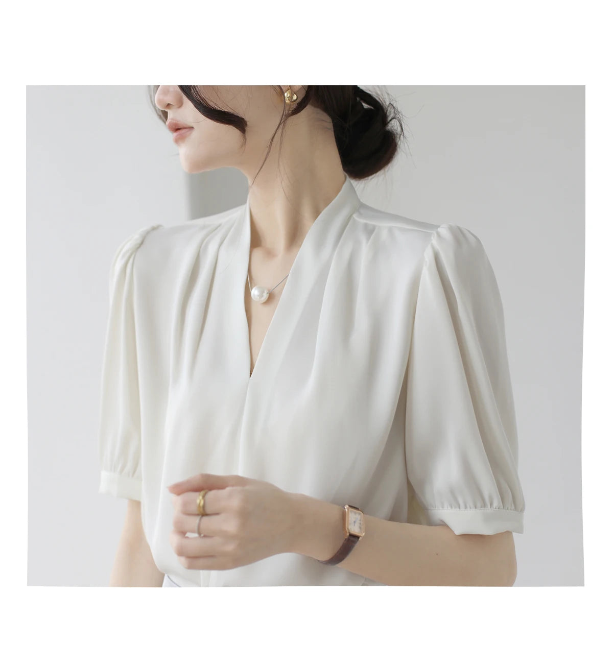 2025 Fashion Summer Short Sleeve V-Neck Women Blouse White Blouse Shirt Women Tops Blouses Shirts Blusas De Mujer Camisas P856.