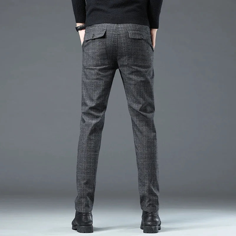 Spring Autumn Korea Plaid Pants Men Fashion Comfortable Elastic Casual Business Trousers Male Formal  Suit Pant.