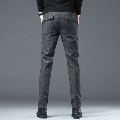 Spring Autumn Korea Plaid Pants Men Fashion Comfortable Elastic Casual Business Trousers Male Formal  Suit Pant.