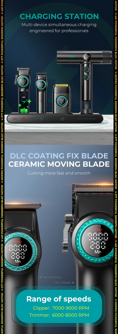 VGR Hair Trimmer Brushless Motor Clipper Professional Hair Dryer Beard Trimmer 4 IN 1 Multifunctional Barber Combo V-001 V-401.