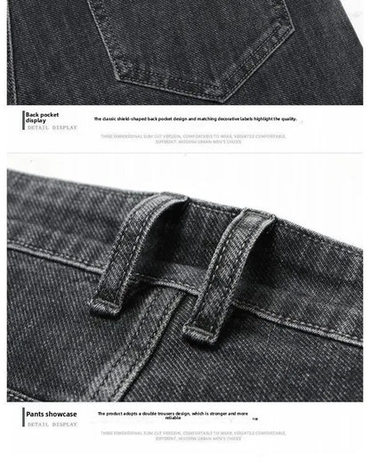 Loose Casual Jeans for Men Mid-aged Thick Winter Long Pants Business Style Straight Leg Spring Autumn Korean Version