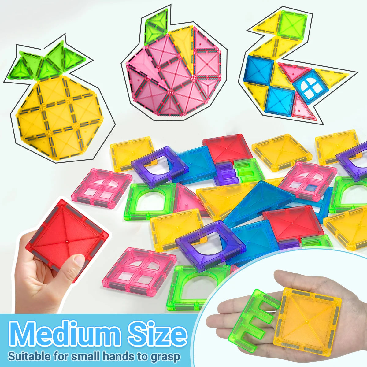 40/64/100PCS Magnetic Building Blocks Montessori  Educational Constructor Toys Set For Kids Game For Boys Girl Gifts.