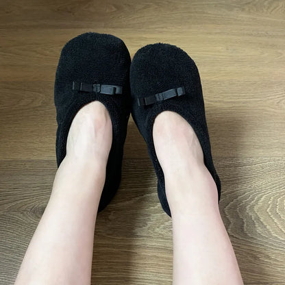 Home Slipper Women Winter Warm Indoor Floor Shoes Flat Fluffy Lazy Female Black house Ballerina Slipper Socks dancing Flipflop.
