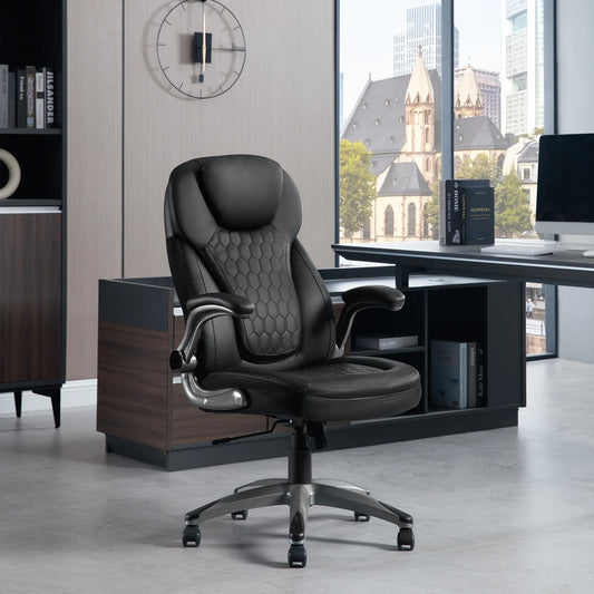 WOLTU Ergonomischer Büro-Computerstuhl mit hoher Rückenlehne, höhenverstellbarem, gepolstertem Sitz, Chefsessel aus Kunstleder