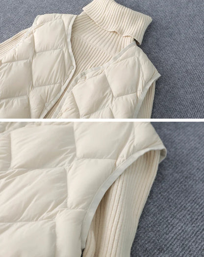 Neuheiten Koreanische X-lange Ärmellose Puffer Jacke 2025, Herbst Winter Frauen Mode Ultra Licht Unten Liner Warme Mäntel 3xl.