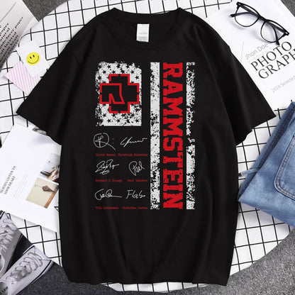 Men harajuku Anime Summer Y2k Fashion Hip Hop Oversized T-shirt band Rammstains T-shirt graphic Tees Short Sleeve Tops.